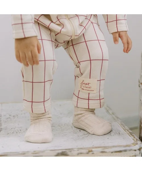 Детский комбинезон на молнии First Closet, клетчатый, белый, 70-80 см — фото 4