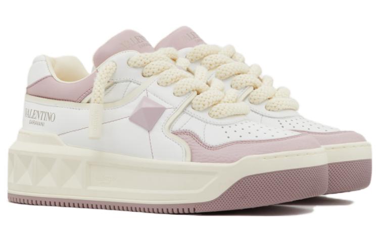 Женские кроссовки Garavani One Stud XL на шнуровке Valentino, бело-фиолетовые — фото 3