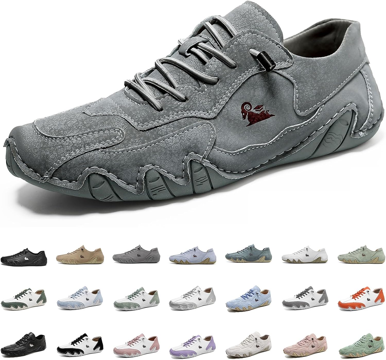 

Мужские и женские водительские туфли, легкие повседневные обувь, модные шнурованные слипоны, водонепроницаемые нескользящие чукка-бутсы, кроссовки для прогулок и походов, ручной работы замшевые кроссовки Rianclud, серый