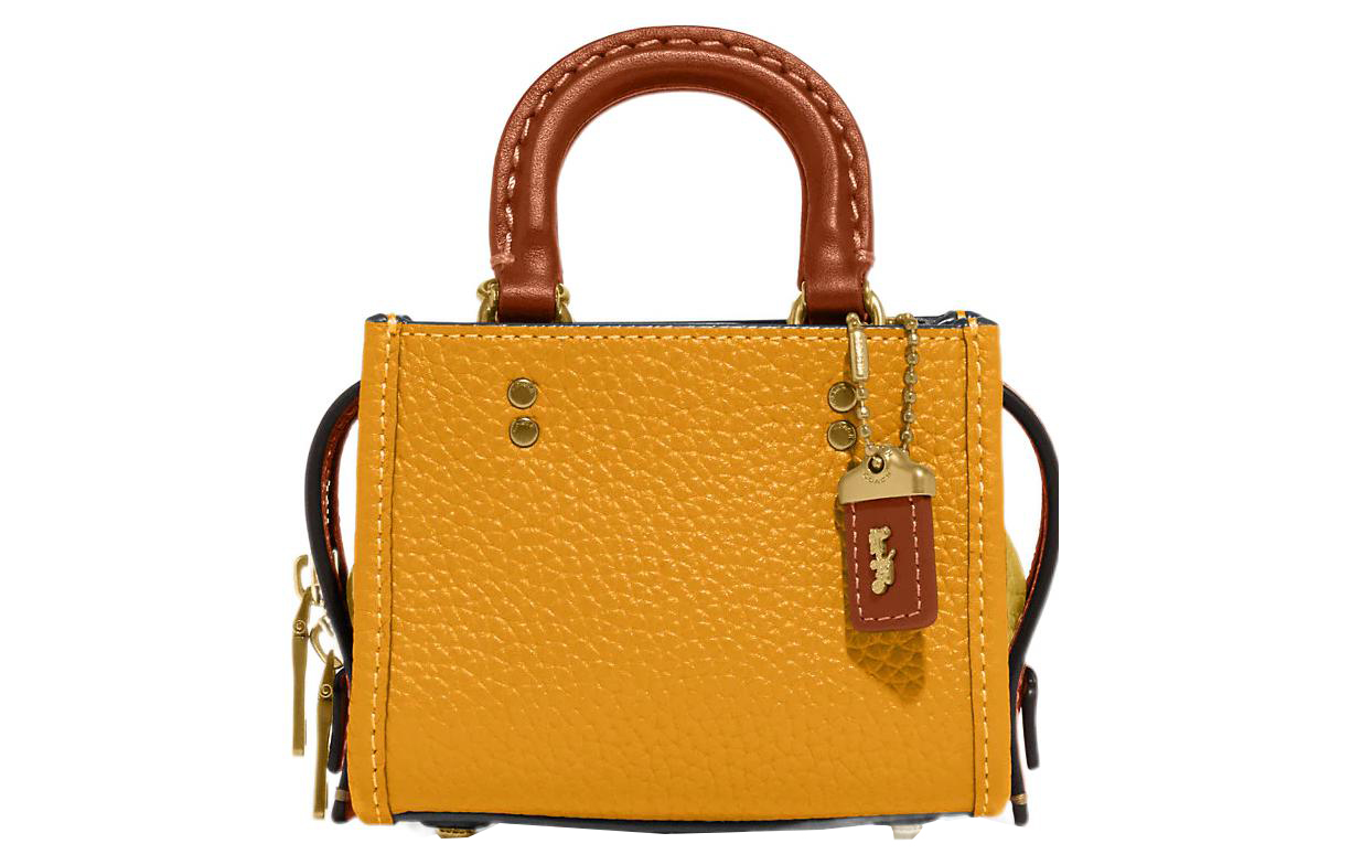 

COACH Rogue Pebbled Leather Square Bag, сумка через плечо, кроссбоди мини женская Orange Yellow