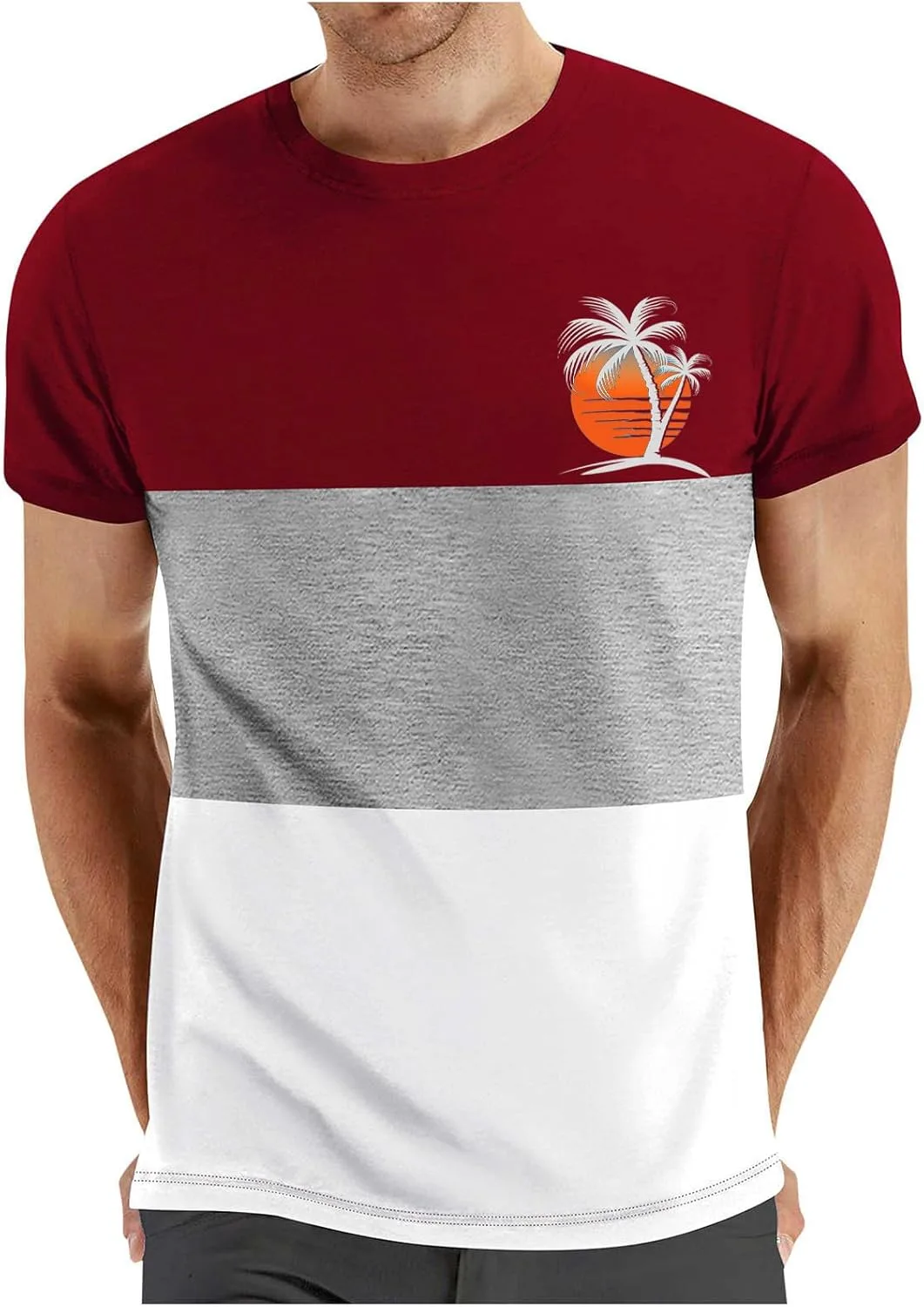 

Мужская футболка Casual с цветными блоками, 2025, Regular Fit