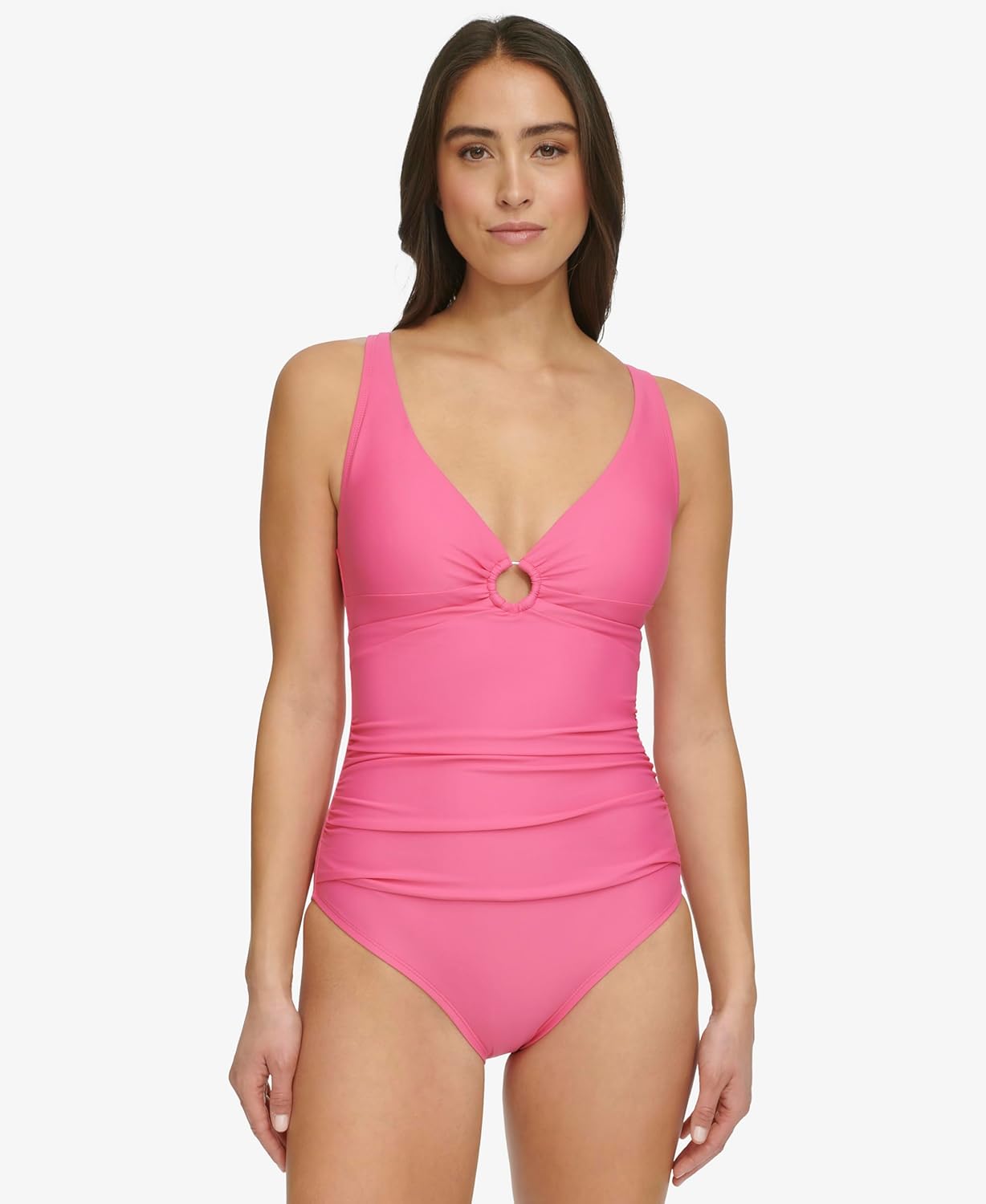 Женский слитный купальник Tommy Hilfiger с вырезом-замочной скважиной, Pink — фото 2
