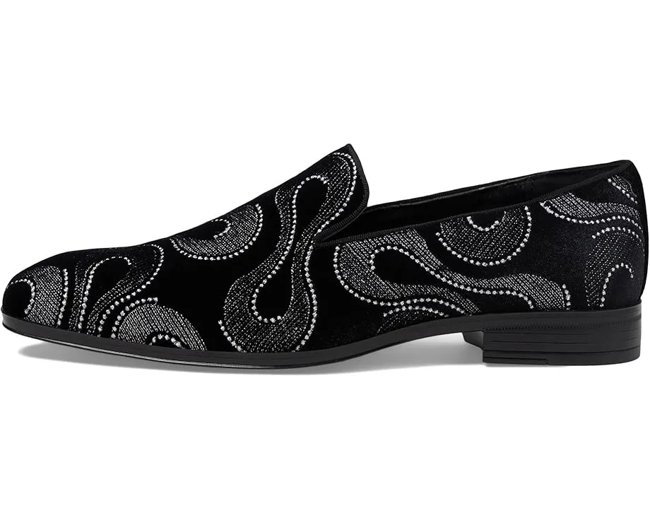 Лоферы Stacy Adams Swainson Embroidered Slip-On Loafer, Black/Silver — фото 4