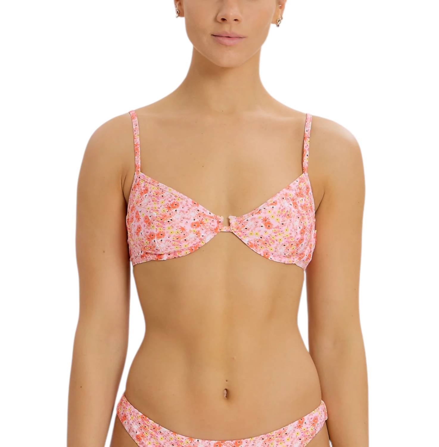 

SOMETHING NAVY Бикини-топ с цветочным принтом в стиле балконет, розовый