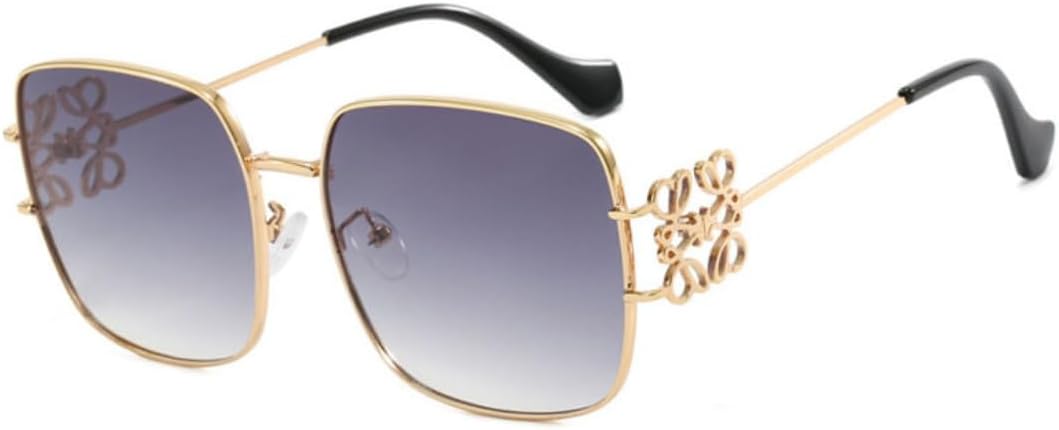 

Женские солнцезащитные очки – дизайнерские квадратные и овальные оправы, роскошные большие солнцезащитные очки с металлическим цветочным узором, защита от УФ-излучения UV400 B-Orbit-X, Gold/Gray