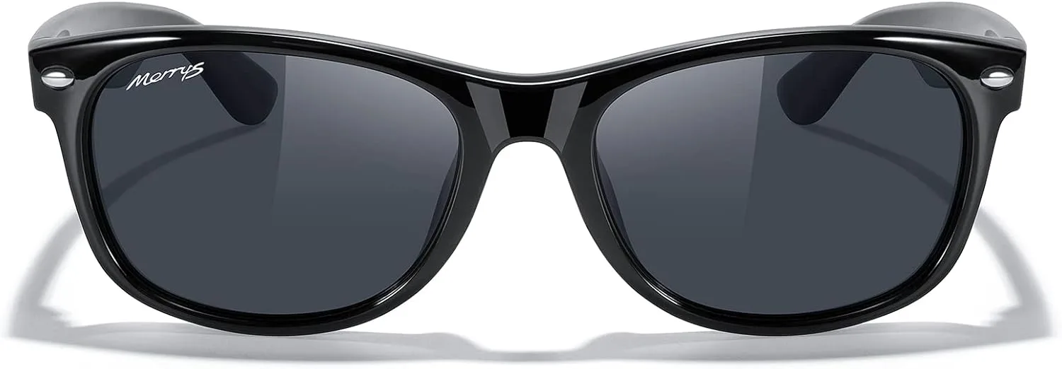 

Солнцезащитные очки MERRY'S Polarized Unisex Shades для мужчин и женщин, винтажные поляризованные солнцезащитные очки с зеркальными линзами, Black Frame/Black Lens