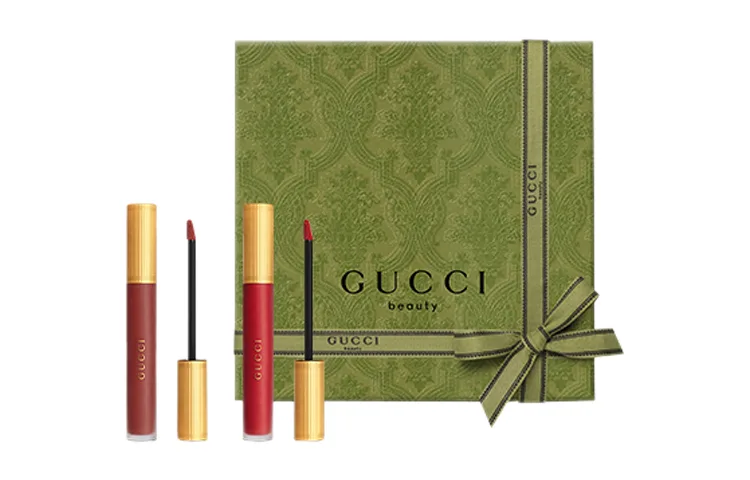 GUCCI Набор жидкой помады Qingshe Cloud Mist матовый велюр 2 шт, Two-Piece Set: Qingshe Cloud Mist Liquid Lipstick #521+Qingshe Cloud Mist Liquid Lipstick #25