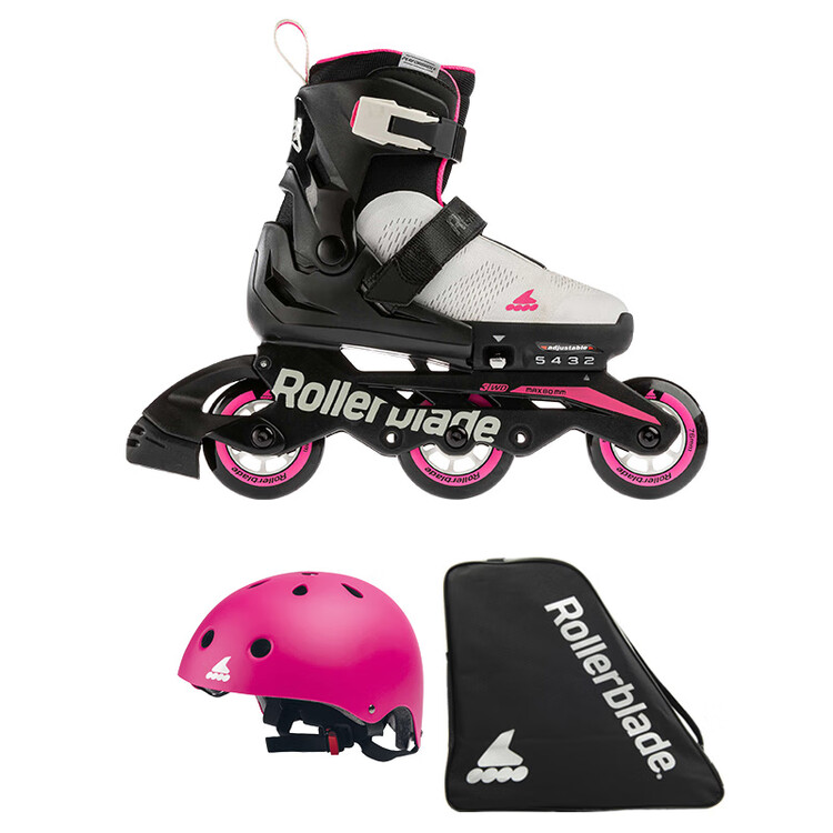 

RollerBlade Детские роликовые коньки для начинающих, регулируемые, серо-розовые, размер S (28-32 см)