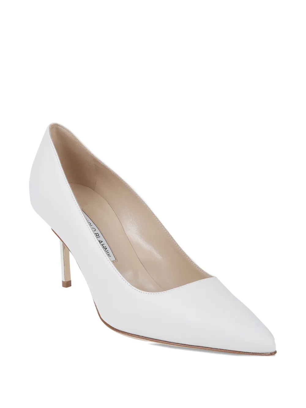 Туфли-лодочки из кожи на каблуке 90 мм Manolo Blahnik, белый — фото 2