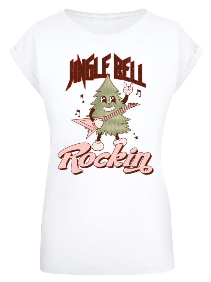 

Футболка F4NT4STIC Extended Shoulder T-Shirt Jingle Bell Rocking Weihnachten Tree, белый