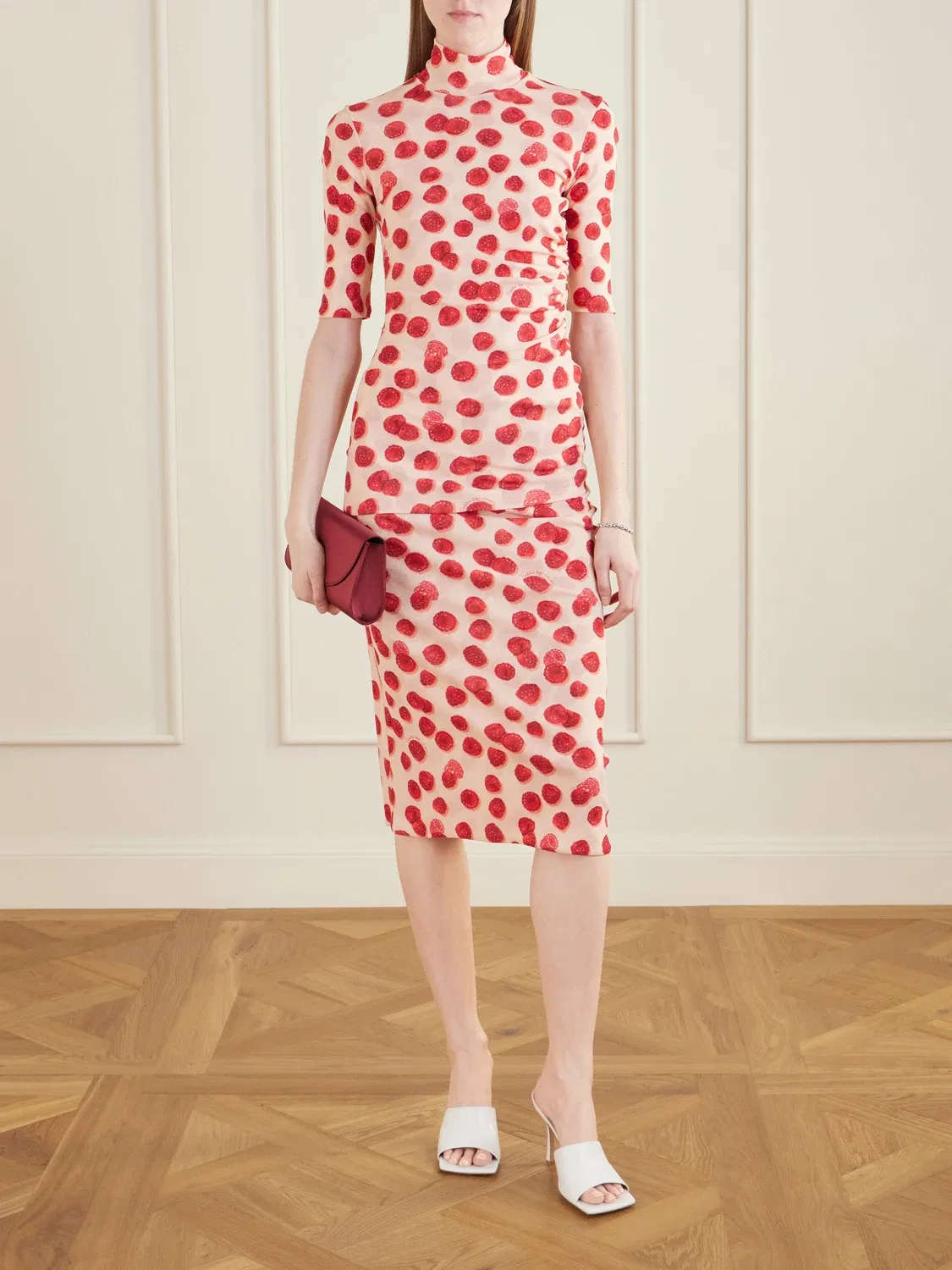 Присборенная футболка из сетки с принтом STELLA MCCARTNEY, красный — фото 2