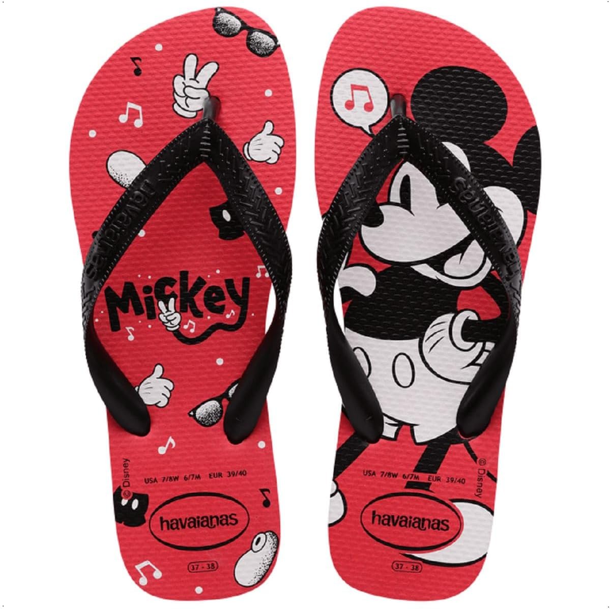 

Вьетнамки Havaianas Top Disney, унисекс для взрослых, черный/красный
