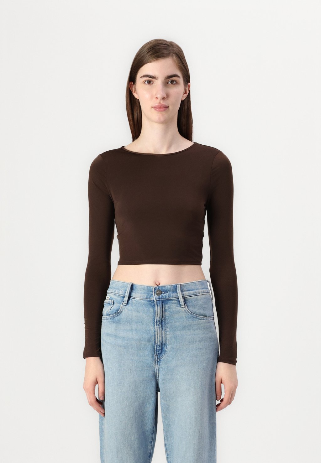 

Топ с длинными рукавами CROPPED IN SOFT TOUCH Even&Odd, темно-коричневый