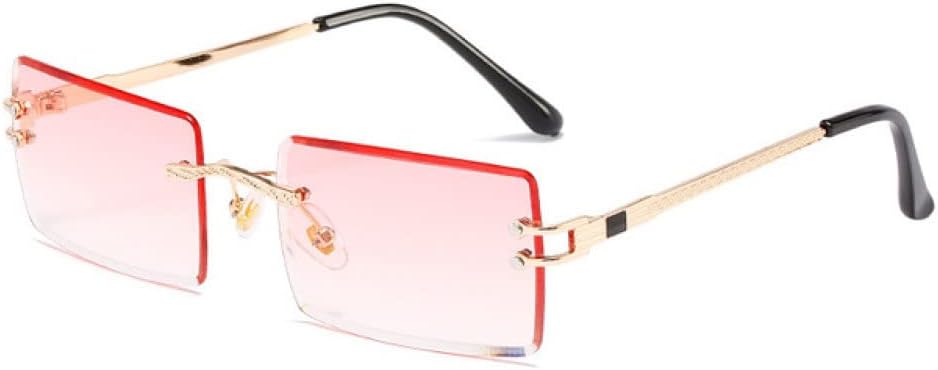 

Солнцезащитные очки без оправы прямоугольной формы для женщин, очки без оправы для мужчин, сверхлегкие солнцезащитные очки с защитой от УФ-излучения UV400 LANGSER, Gold Pink