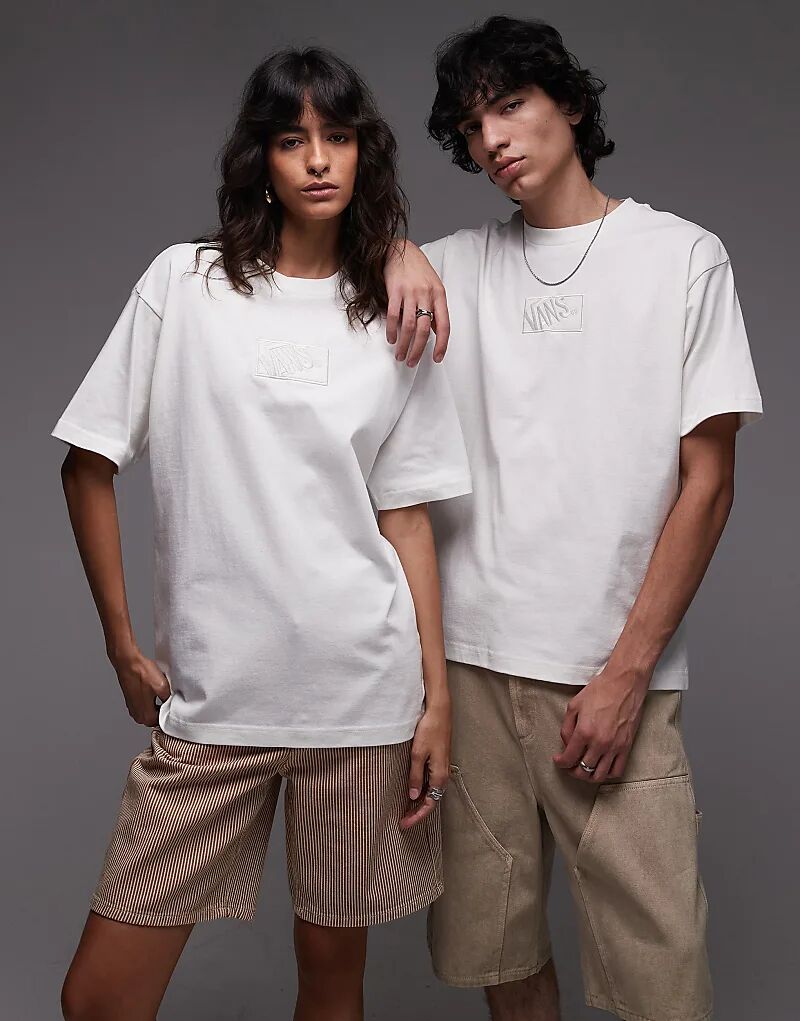 

Футболка Vans с логотипом в тон цвета «blockbox» свободного кроя, бежевого цвета