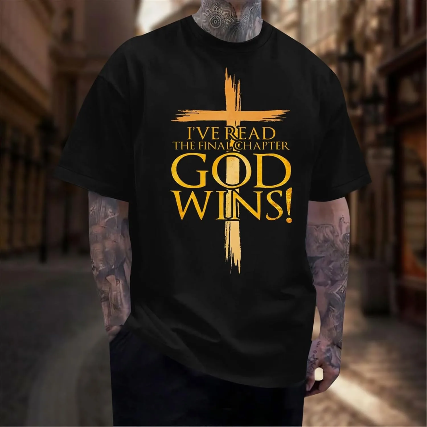 Мужская футболка Christian с принтом в виде креста, Retro, короткий рукав, Dry Fit — фото 2