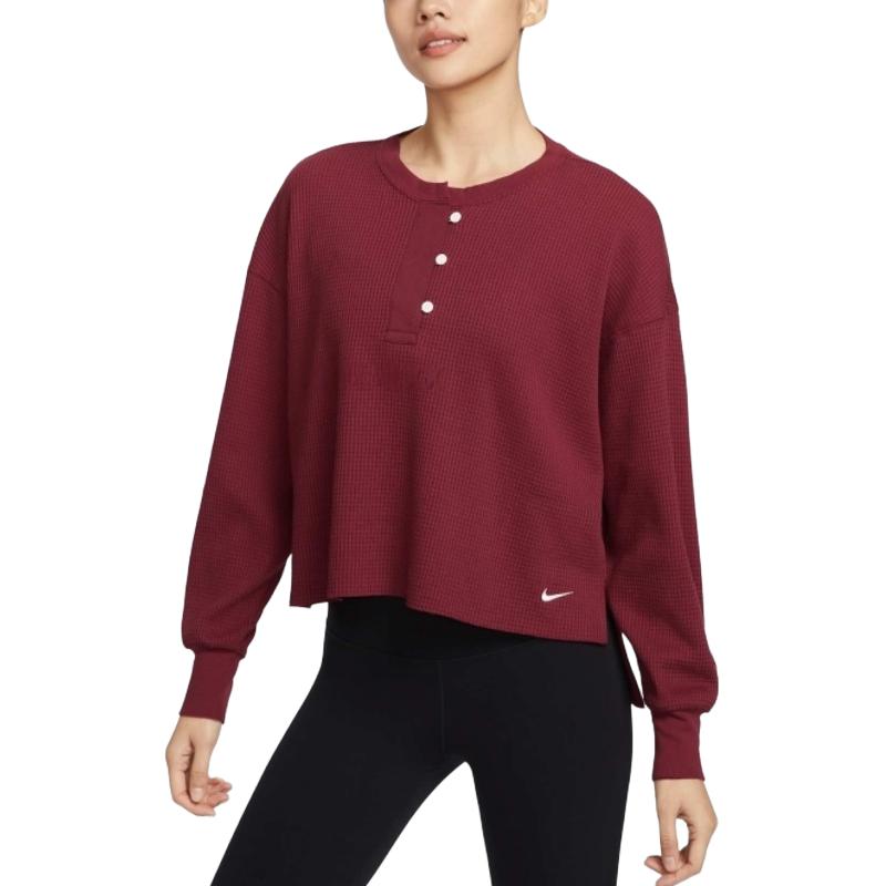 Nike Спортивная одежда LUXE WAFFLE L/S CREW G Топ Женская Темно-красная — фото 3