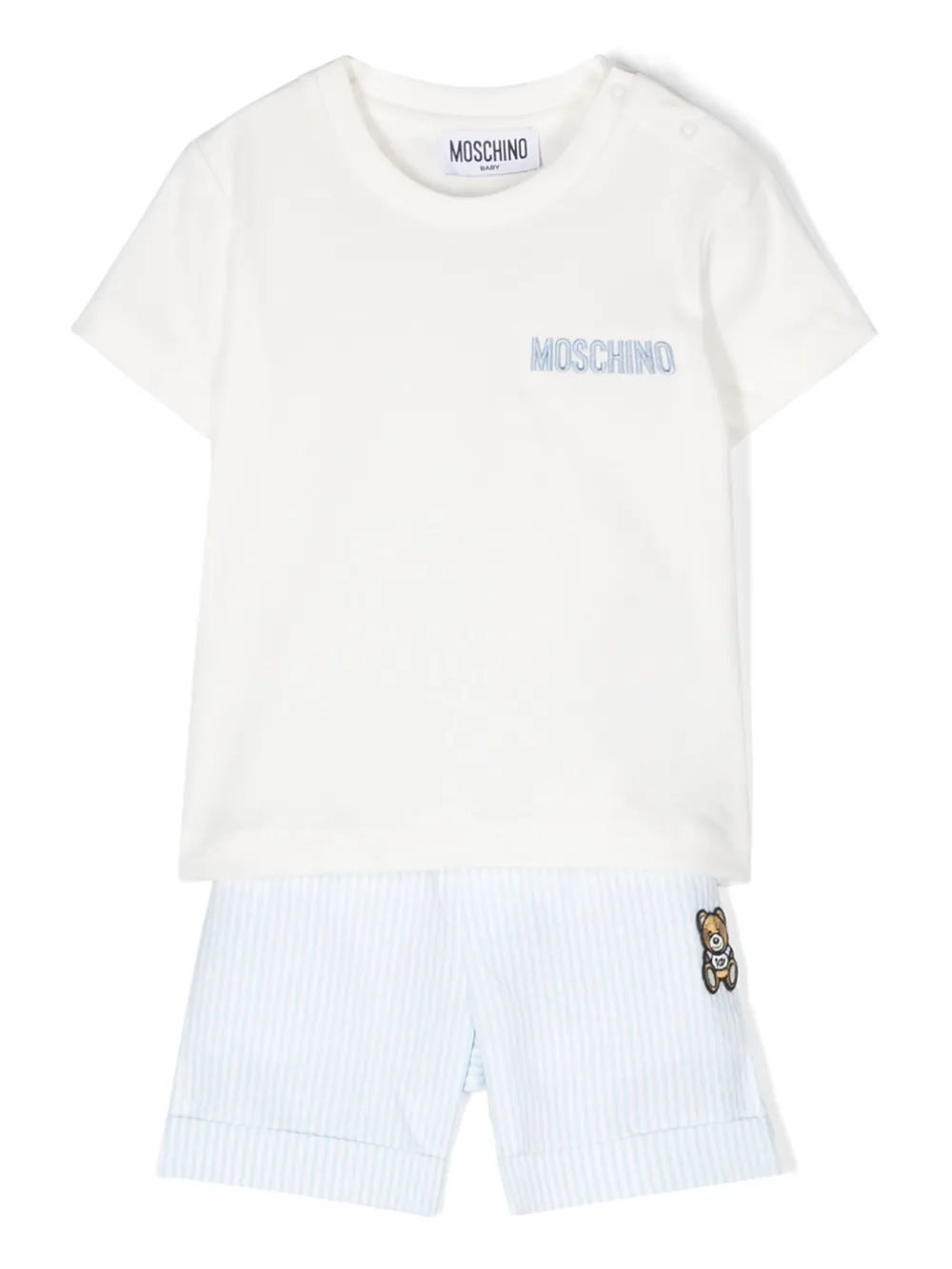 

Комплект из футболки и шортов с нашивкой Teddy Bear Moschino Kids, белый