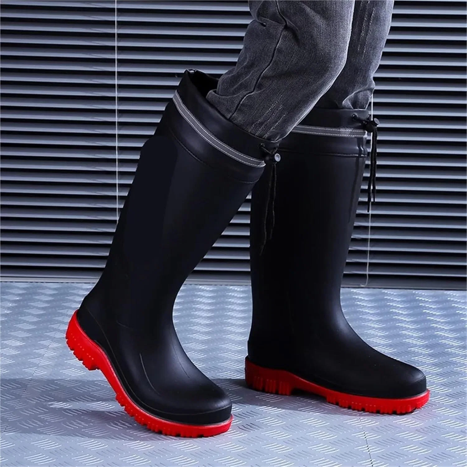 Мужские водонепроницаемые высокие сапоги из ПВХ, для рыбалки на открытом воздухе, для использования в воде, резиновые сапоги для мужчин и женщин RUWLFE, Style05 — фото 4