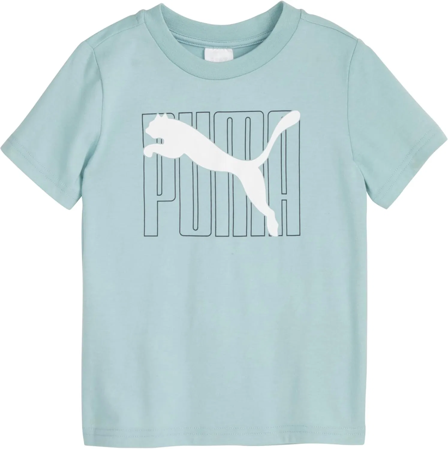 Детский комплект PUMA из 3 предметов: футболка с коротким рукавом из хлопкового трикотажа и соответствующие трикотажные брюки, Heather Grey/Mint — фото 2