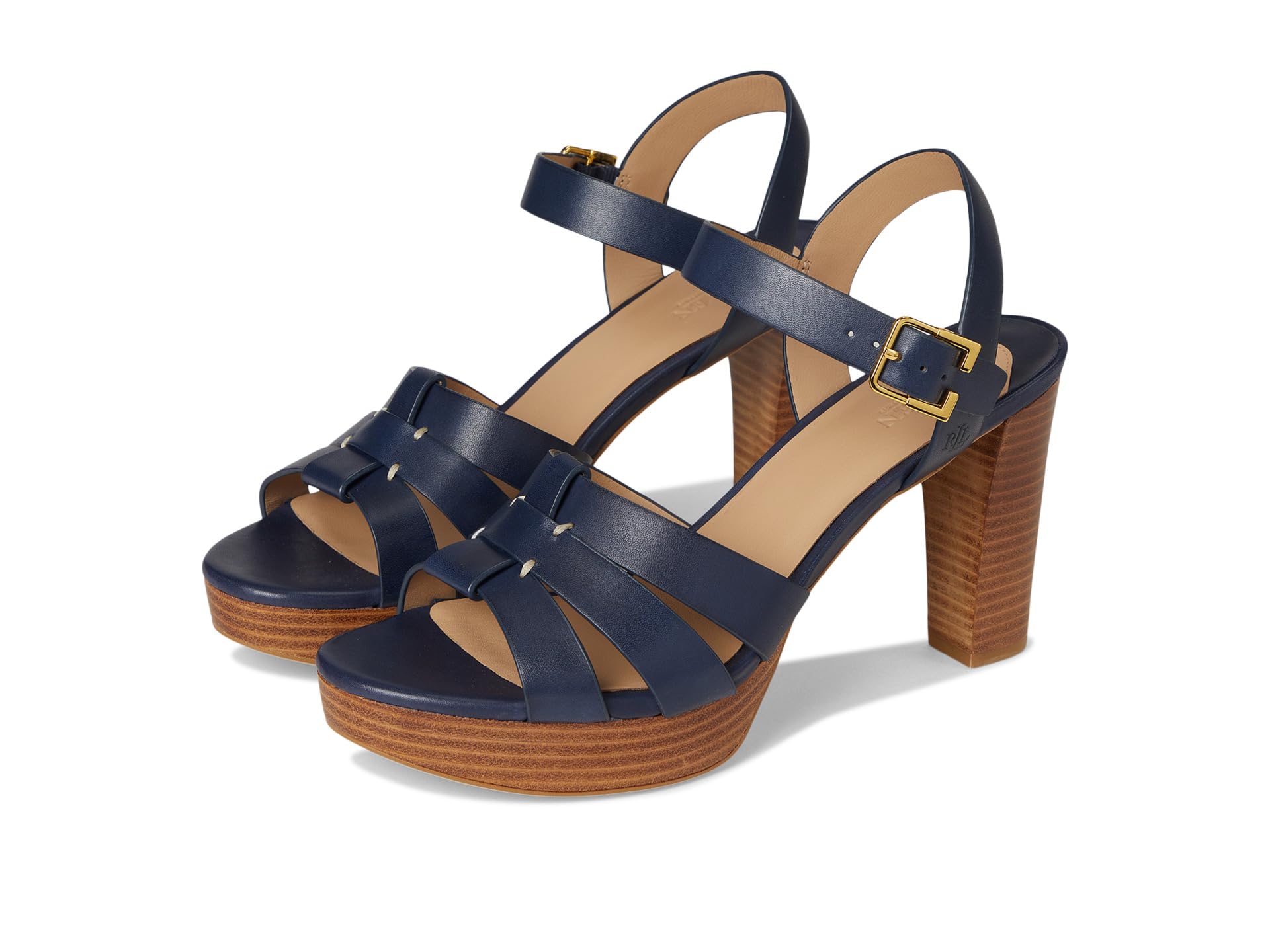 Сандалии Lauren Ralph Lauren Soffia Burnished Leather Sandals, цвет Refined Navy
