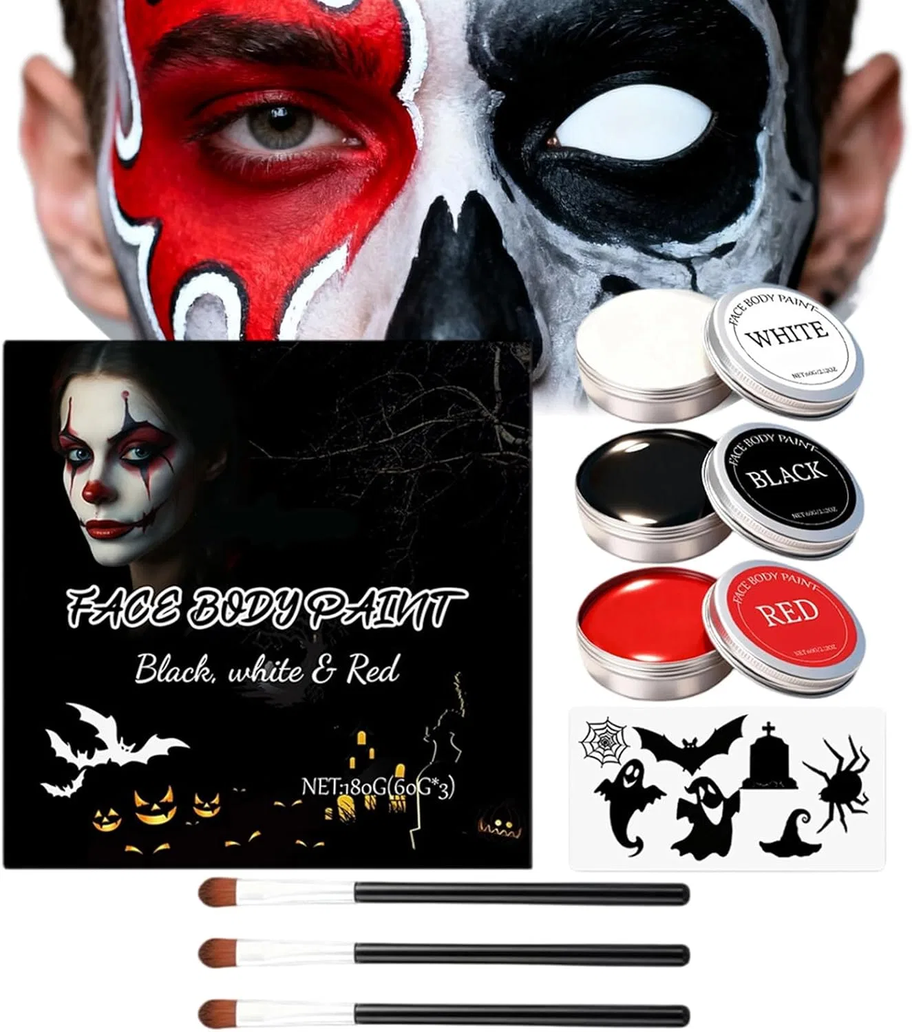 Набор для росписи лица и тела Halloween, водостойкий, 3 цвета