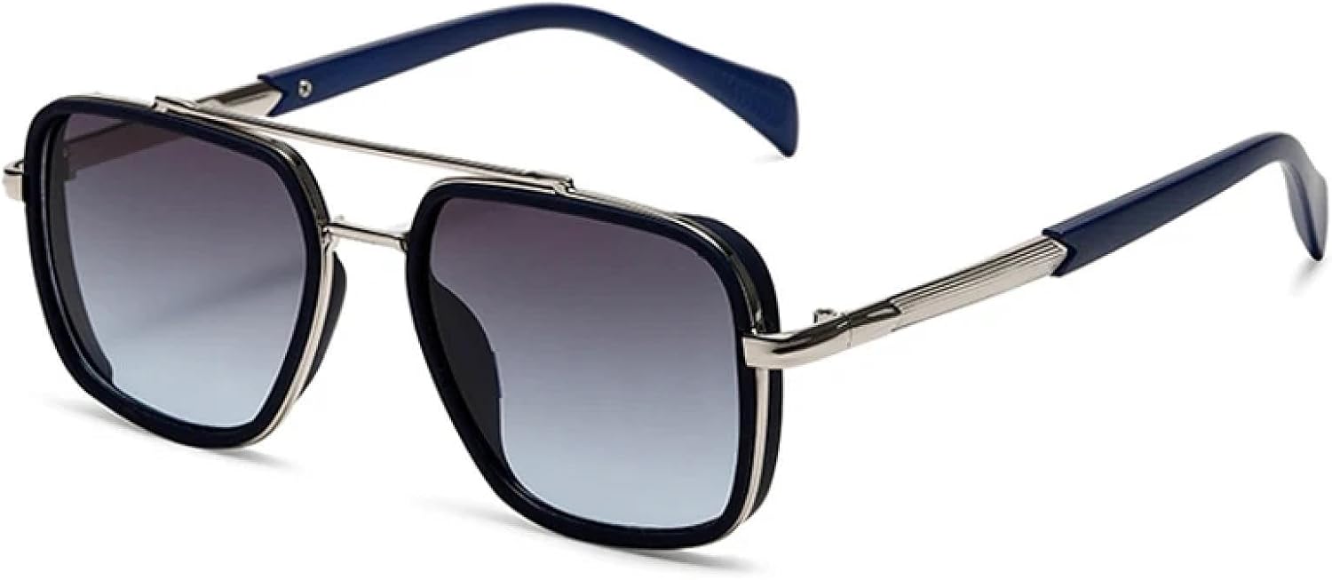 

Женские солнцезащитные очки Double Bridges класса люкс, ретро-градиентные солнцезащитные очки с защитой от УФ-излучения UV400, мужские панк-солнцезащитные очки для активного отдыха TVTBBVV, Silver Grey Blue