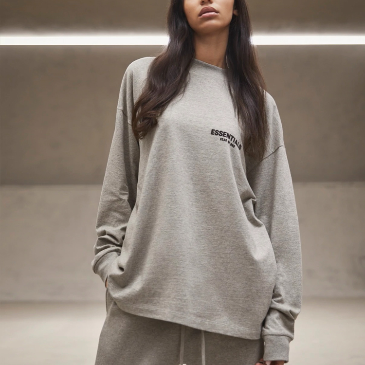 Женская футболка с длинным рукавом SS22 Fear Of God Essentials, цвет Dark Oat — фото 4