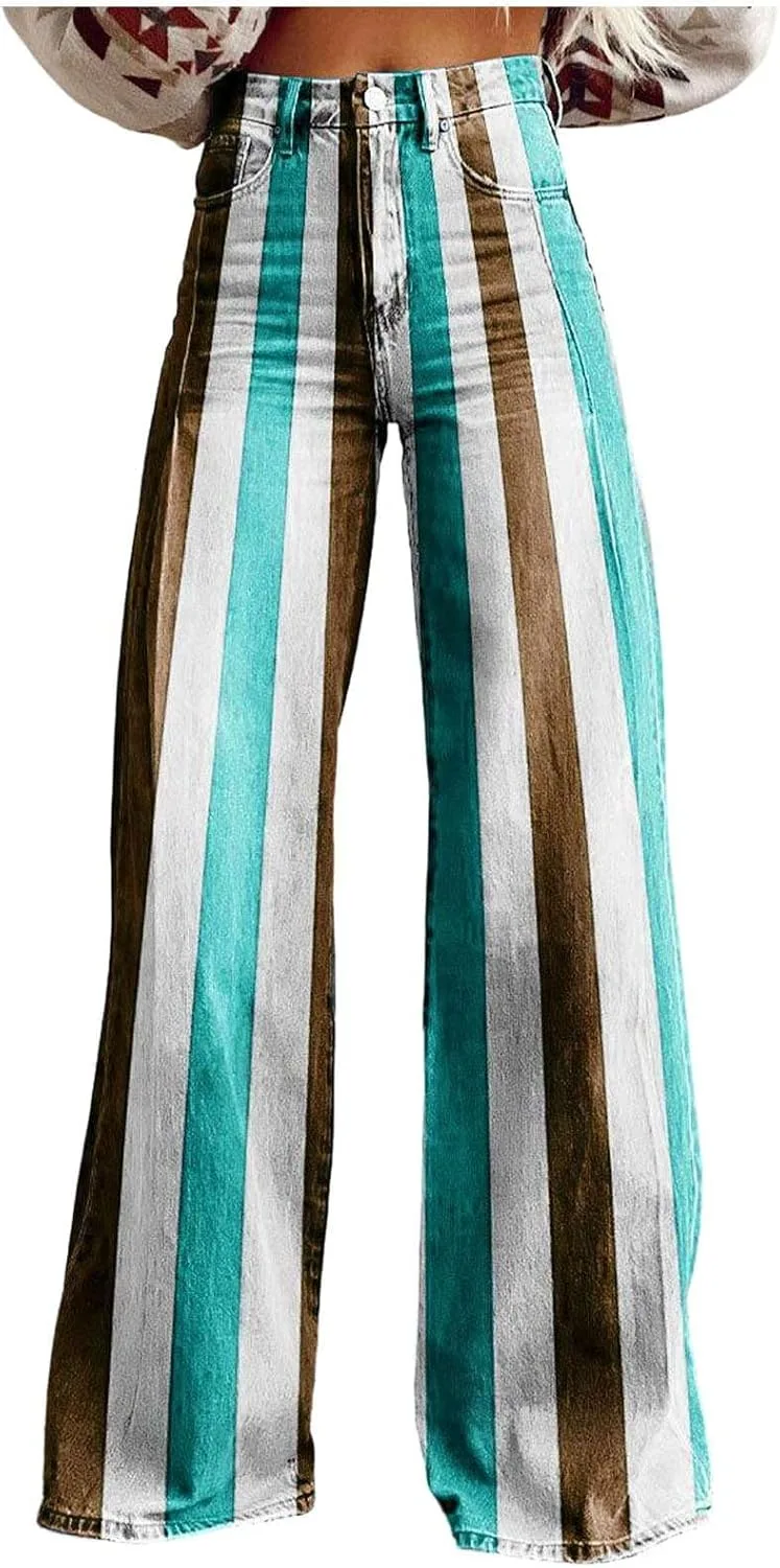 

Винтажные богемные брюки с высокой талией и широкими штанинами для женщин в стиле ретро диско Naxsuia