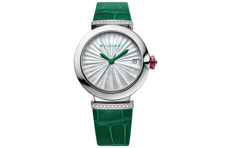 

BVLGARI Часы LVCEA Collection Wrist Watch Automatic Mechanical Movement Crocodile Leather Strap Silver Dial Women's 103366