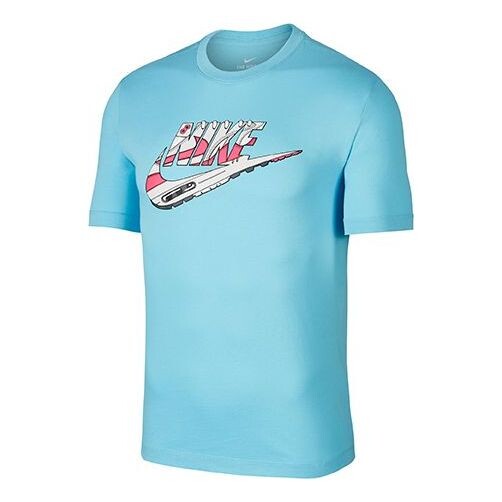 Футболка с логотипом большой логотип спортивные с коротким рукавом Nike, синий