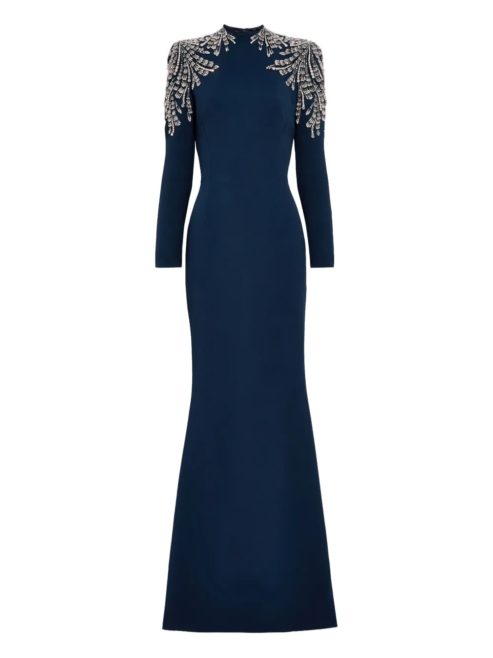 

Декорированное платье макси с высоким воротником Jenny Packham, синий