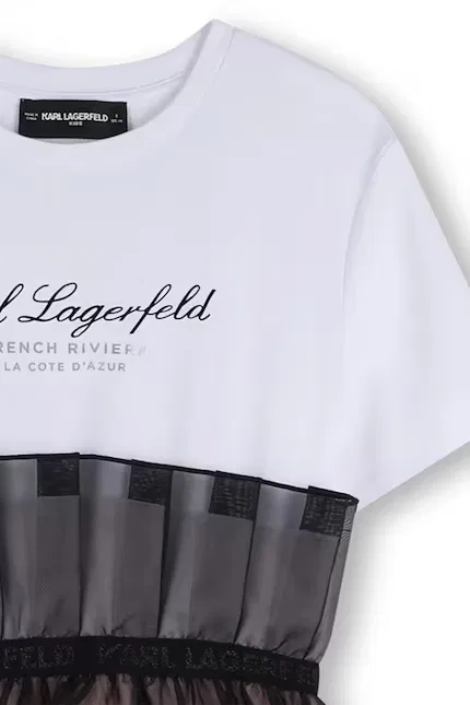 Платье детское из смесового хлопка Karl Lagerfeld, розовый — фото 4