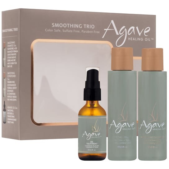 

Набор для разглаживания волос после процедуры Agave Healing Oil, шампунь, кондиционер и масло для разглаживания волос, 2x89 мл и 59 мл, inna