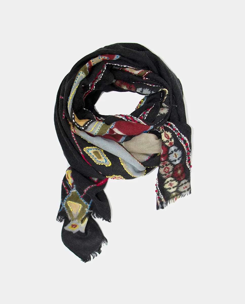 

Шерстяной платок с узором или вышивкой Storiatipic, темно-серый