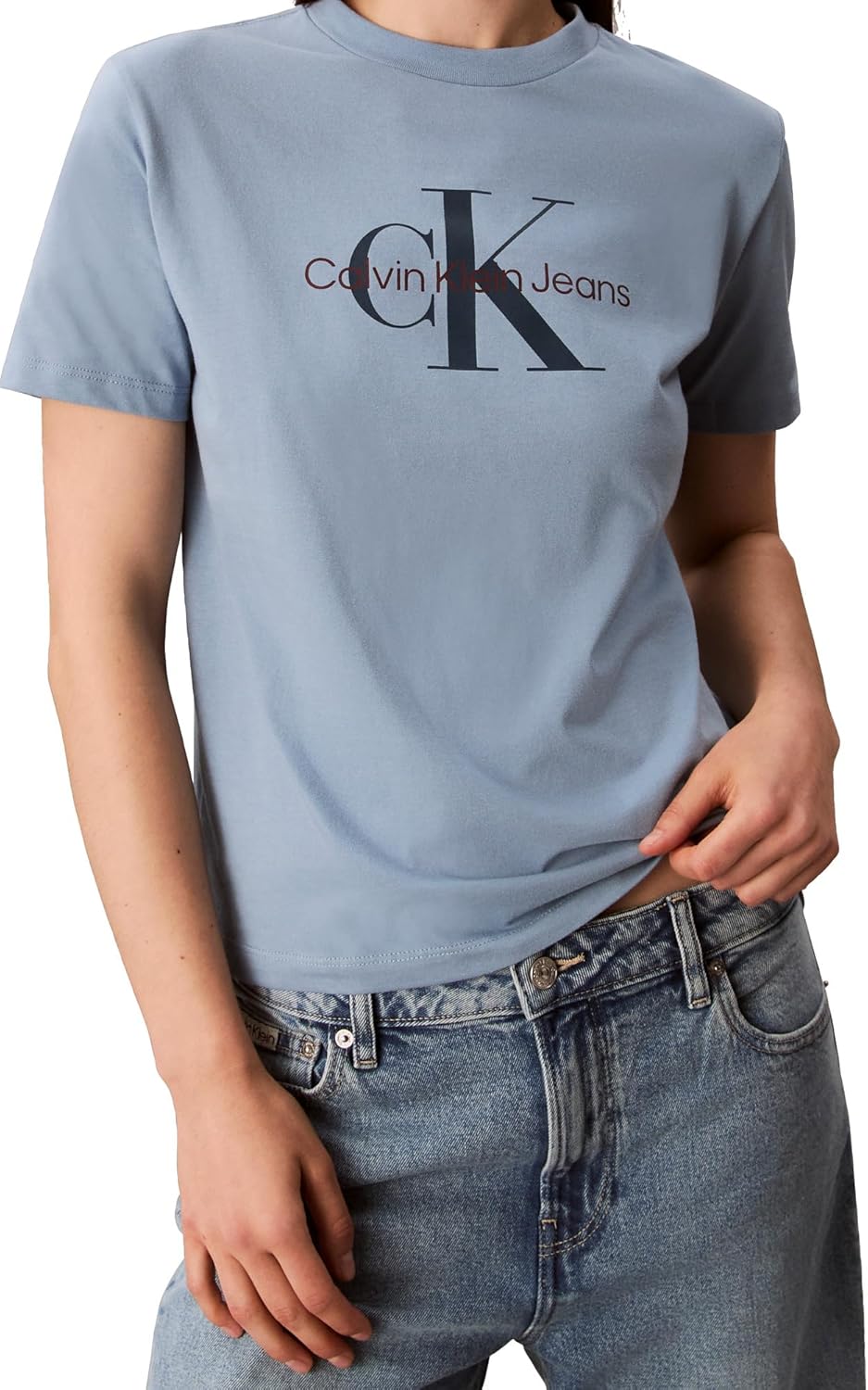 Женская футболка с круглым вырезом и монограммой Calvin Klein, Faded Denim — фото 4