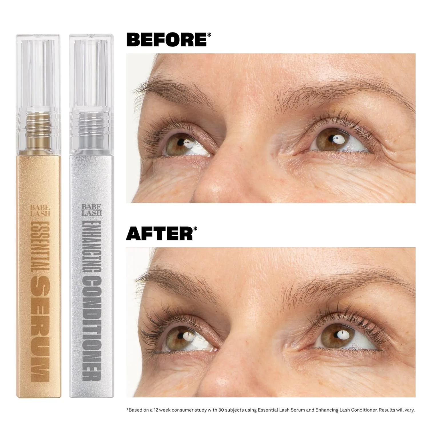 Набор Babe Original Lash Serum AM/PM Kit - 2 мл сыворотки Babe Lash Essential Serum и 3 мл кондиционера для роста ресниц Enhancing Conditioner., Gold Box — фото 2