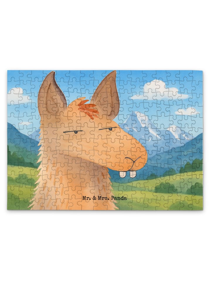 

Mr. & Mrs. Panda Голова ламы-головоломки. Недовольный дизайн без слов, белый цвет