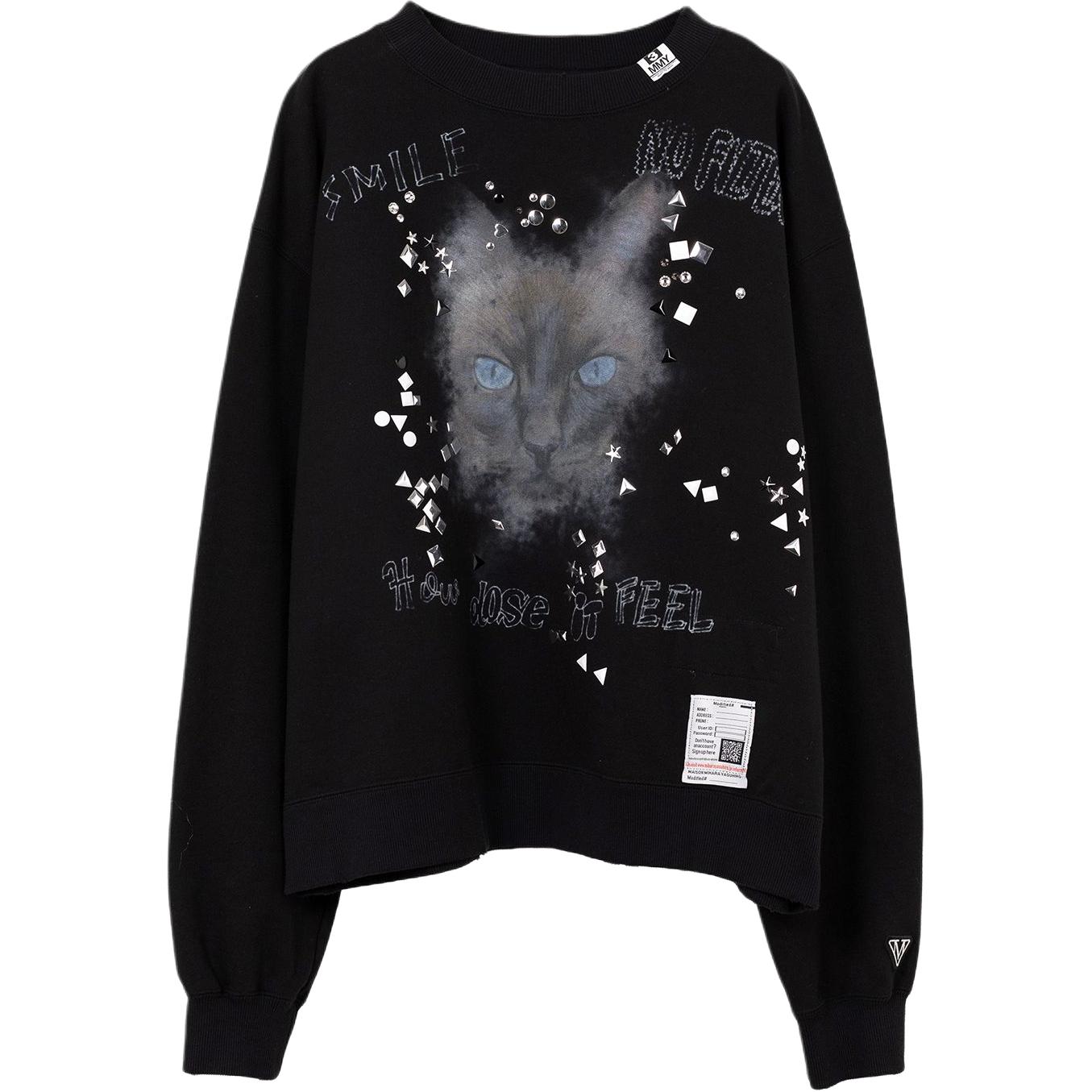

Cat print Embellished Sweatshirt Maison Mihara Yasuhiro, черный