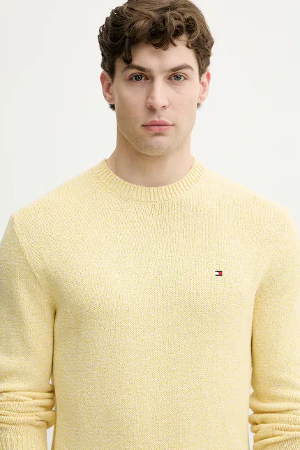 Свитер свободного кроя хлопковый Tommy Hilfiger, желтый — фото 4