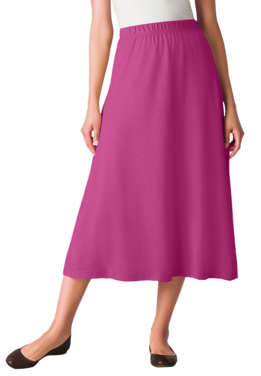 

Женская трикотажная юбка А-силуэта больших размеров, рассчитанная на 7 дней носки Woman Within, Raspberry