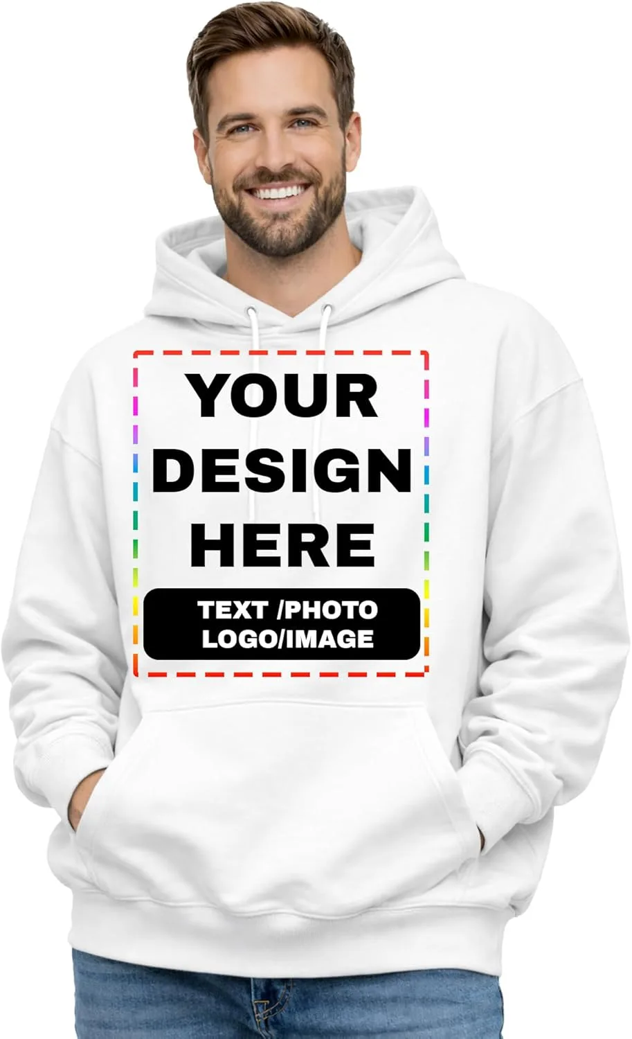 

Мужской оверсайз худи с принтом спереди и сзади FASHIENT