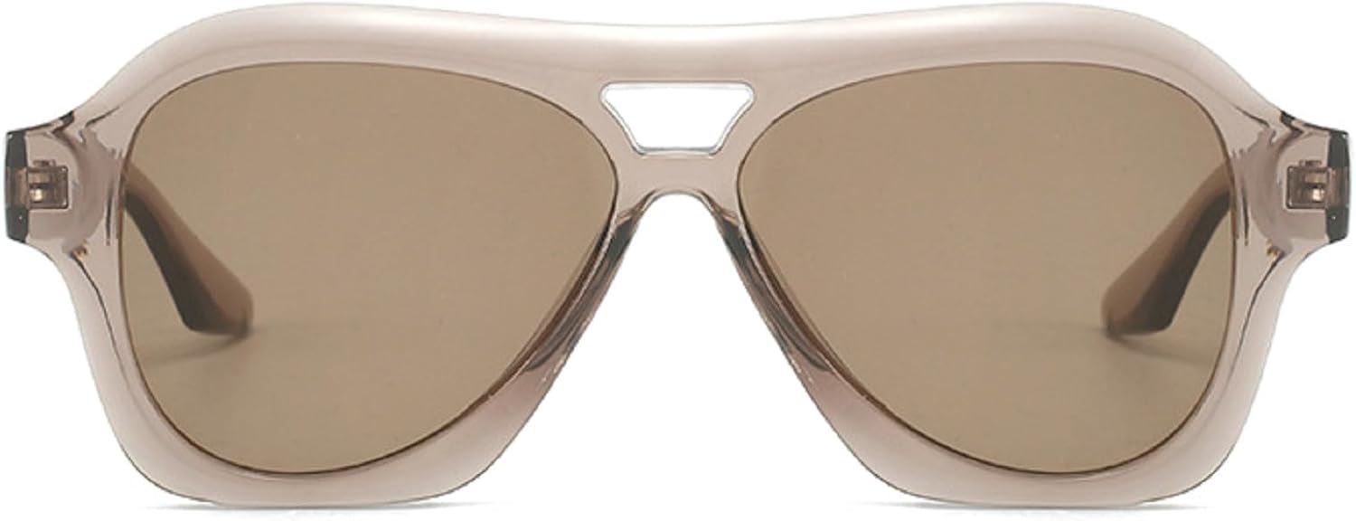 

Квадратные солнцезащитные очки-пилот с двойной перемычкой для женщин, модные градиентные очки с защитой от УФ-излучения UV400 для мужчин, трендовые большие солнцезащитные очки в стиле 70-х, N45 mincl, Brown