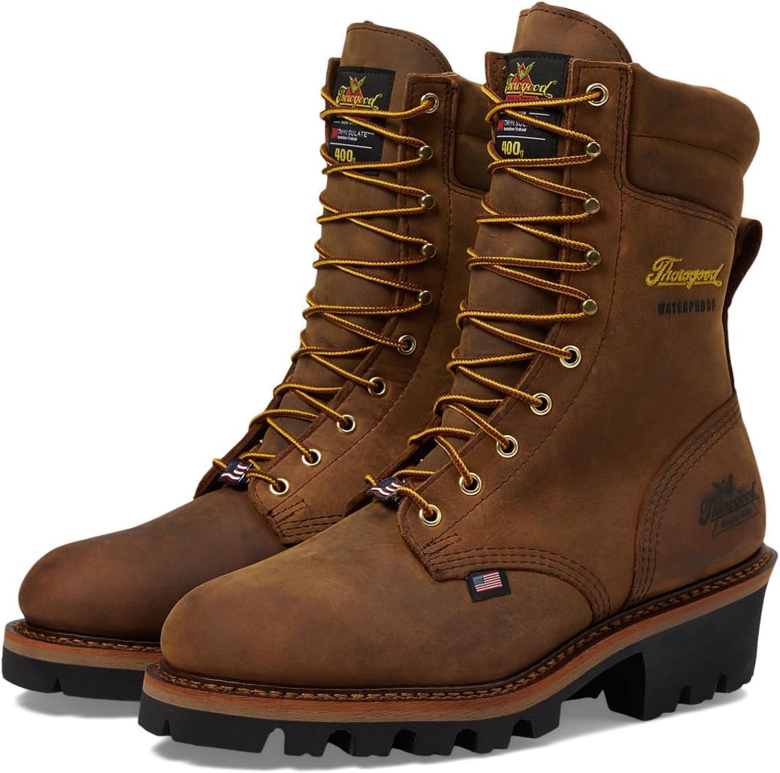 

Мужские ботинки Thorogood Logger Series, 9 с круглым носком, 400G изоляция 3M Thinsulate, без защитного носка, Crazy Horse