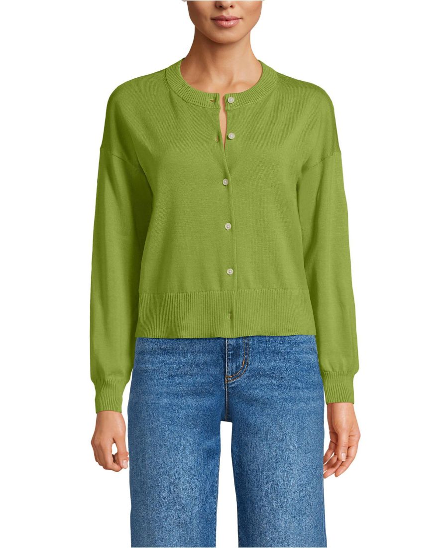 

Женский укороченный кардиган из тонкой ткани с круглым вырезом Lands' End, Winter pear