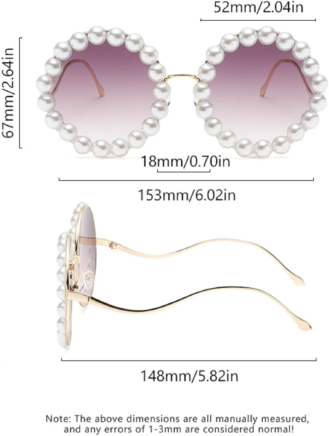 

mincl/Винтажные круглые жемчужные солнцезащитные очки для женщин, роскошная оправа из сплава, увеличенного размера, очки для вечеринок, ретро-очки, Gradient Clear