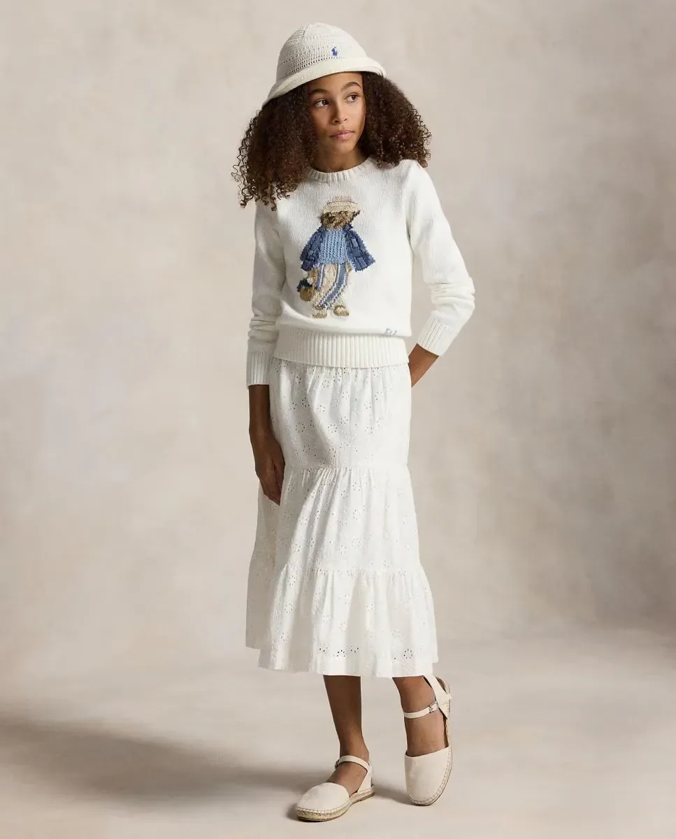 Детский хлопковый свитер с Поло Медвежонком Polo Ralph Lauren, Blanco Roto — фото 4