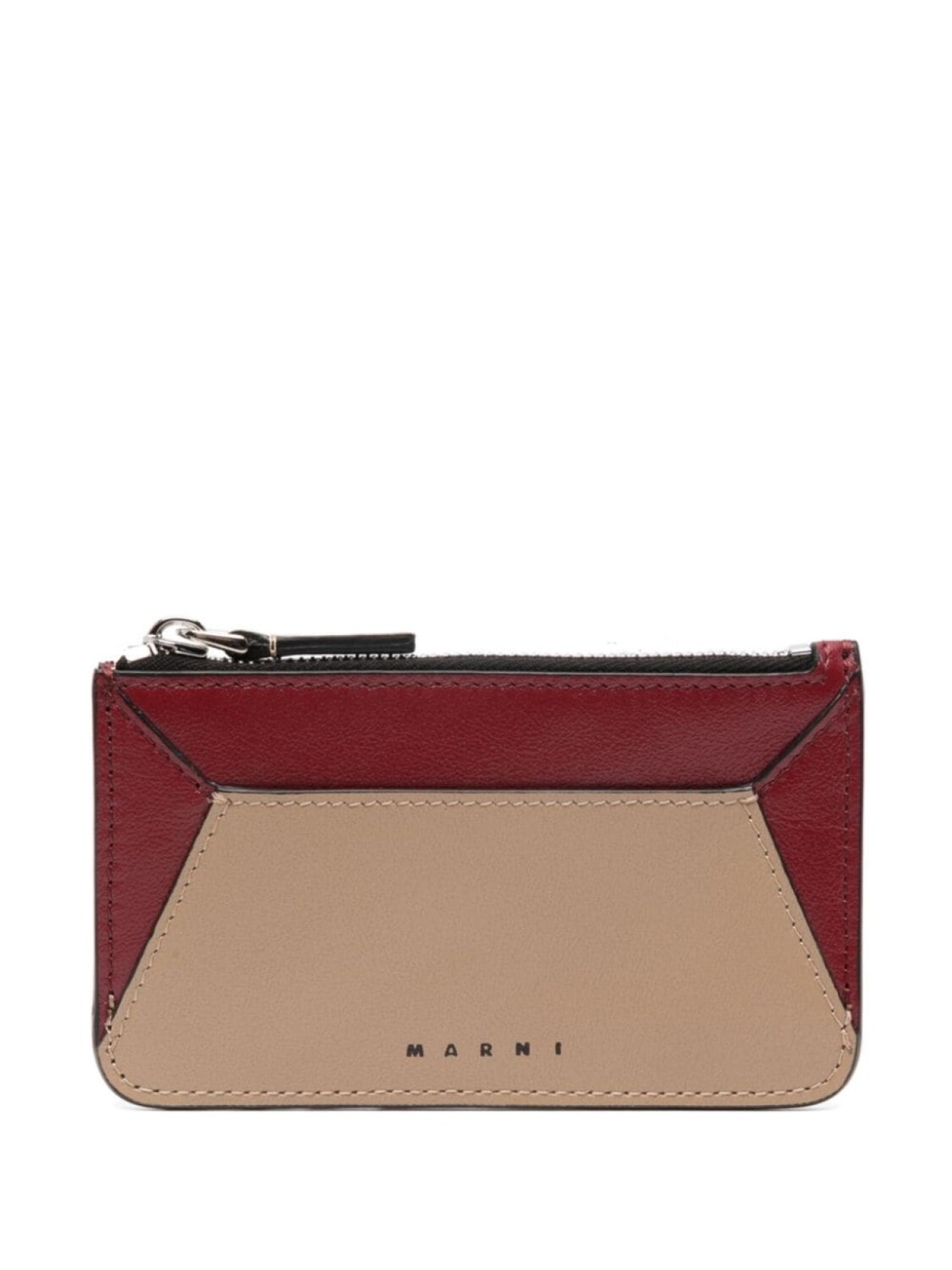 

Marni logo-print leather card holder, красный