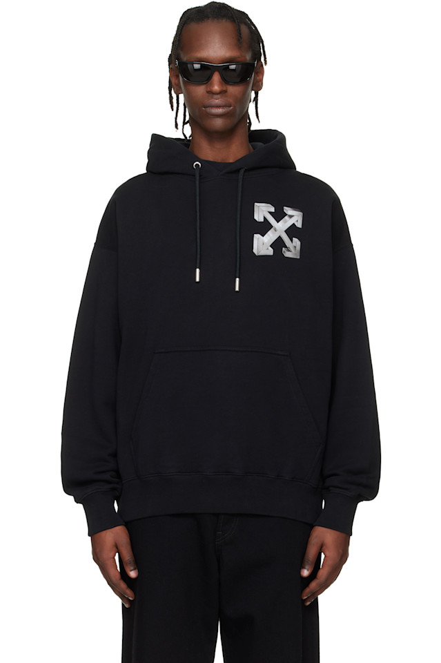 

Худи для скейтбординга в стиле блэк-метал "off" Off-White, черный/серебристый