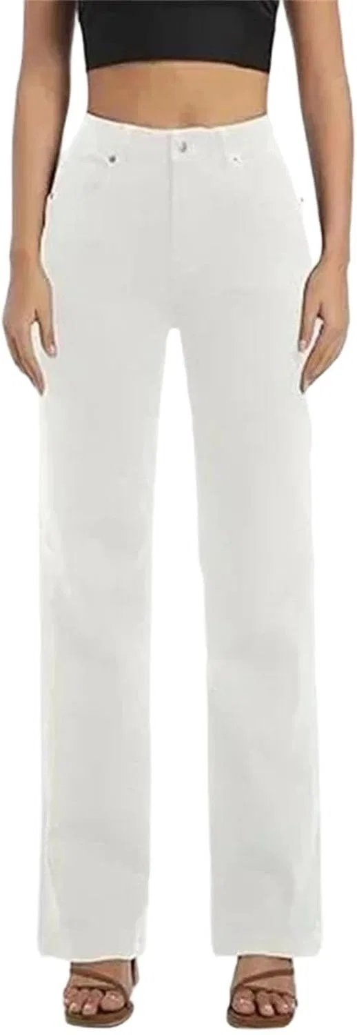 Джинсы High Waist Retro Slim Fit, белый